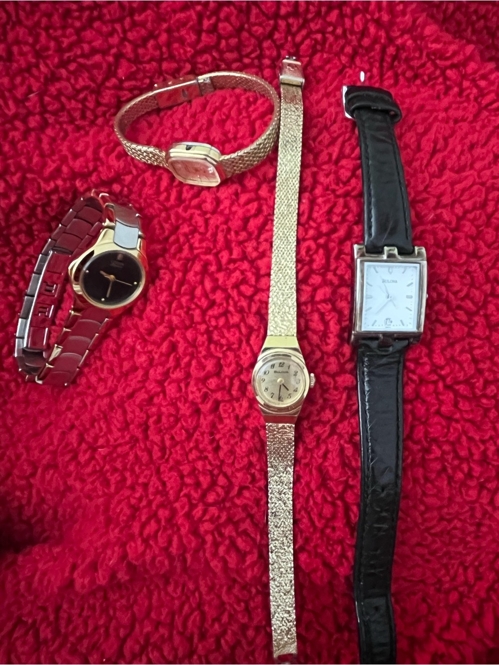 Bulova Women's Silver-Tone Square Dial Watch with Black Strap